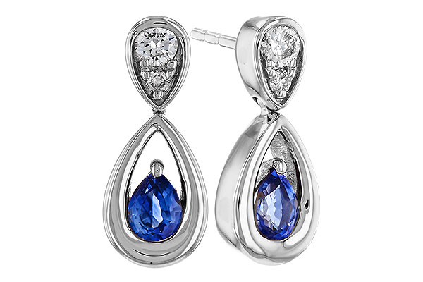 H284-03040: EARRINGS .42 SAPPHIRE .54 TGW (4x3 SAPP)