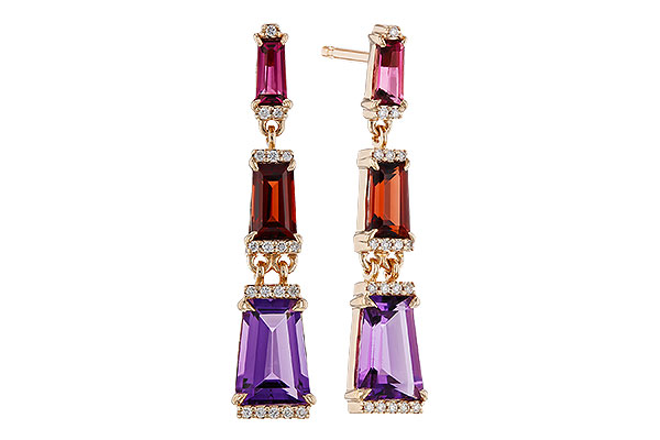 H284-03976: EARRINGS 1.98 SEMI-PREC (PT,GT,AMY) 2.05 TGW